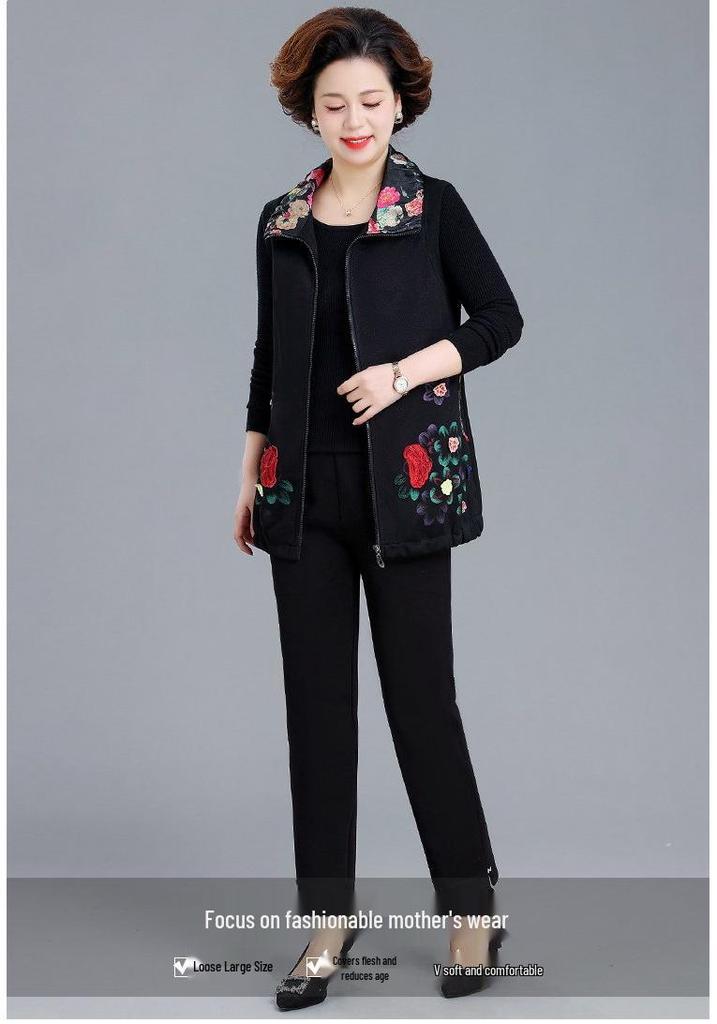 Stylish Spring and Autumn Vest for Middle-Aged and Elderly Women - Plus Size
