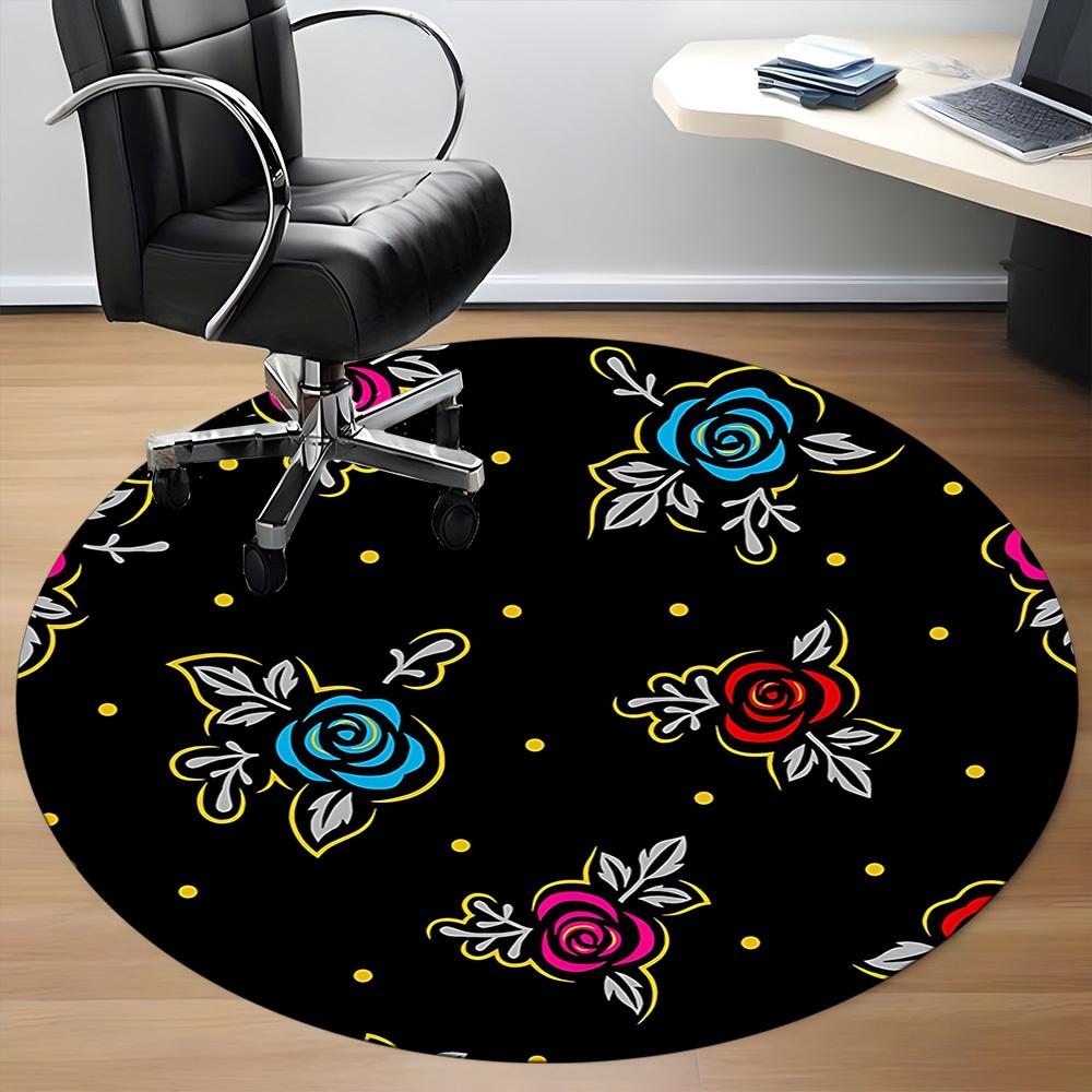 

1pc Floral Pattern Chair Carpet for Office, Non-slip, Soft and Durable Office Rug for Decoration, Perfect for Office yy260325056 80cm by 80cm