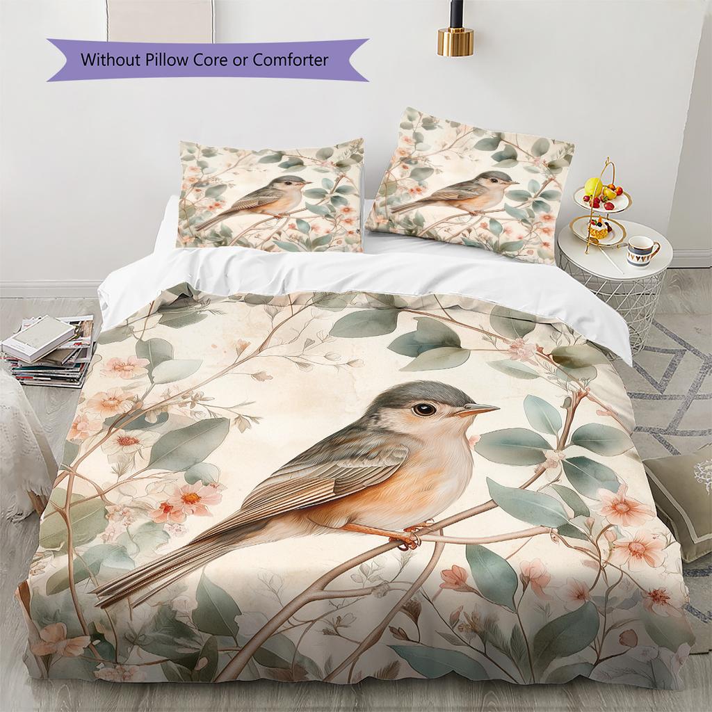 Branch Bird  Pattern Bedding Quilt Set  Home Decoration  Gift (1 * duvet cover + 2 * pillowcase, without core)