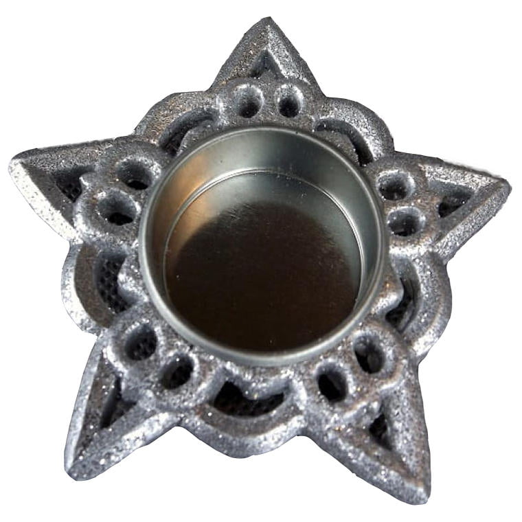 Silver Star-Shaped Tealight Holder 9.5cm