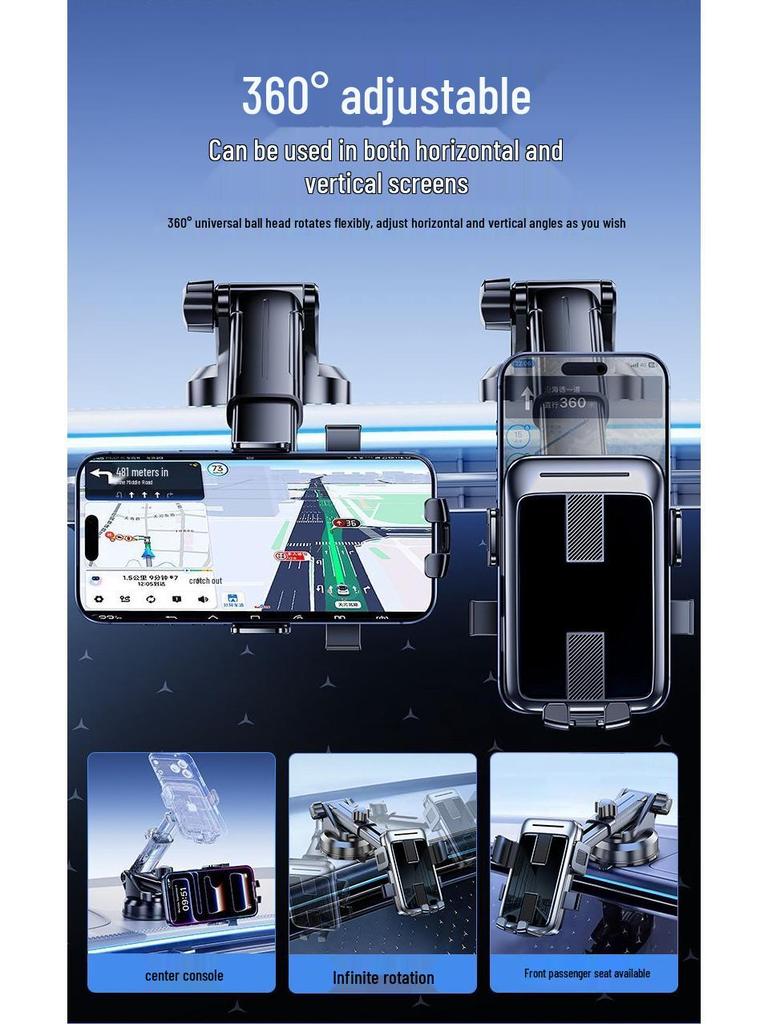 Longqi Universal Multi-functional Car Phone Holder with Suction Cup for Dashboard Navigation.