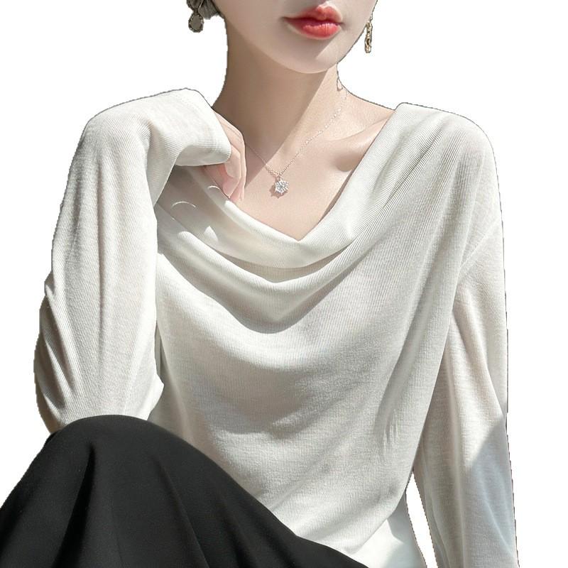 Elegant French One-Shoulder Knit Sweater - Women's Autumn/Winter Loose Collar, Warm and Stylish