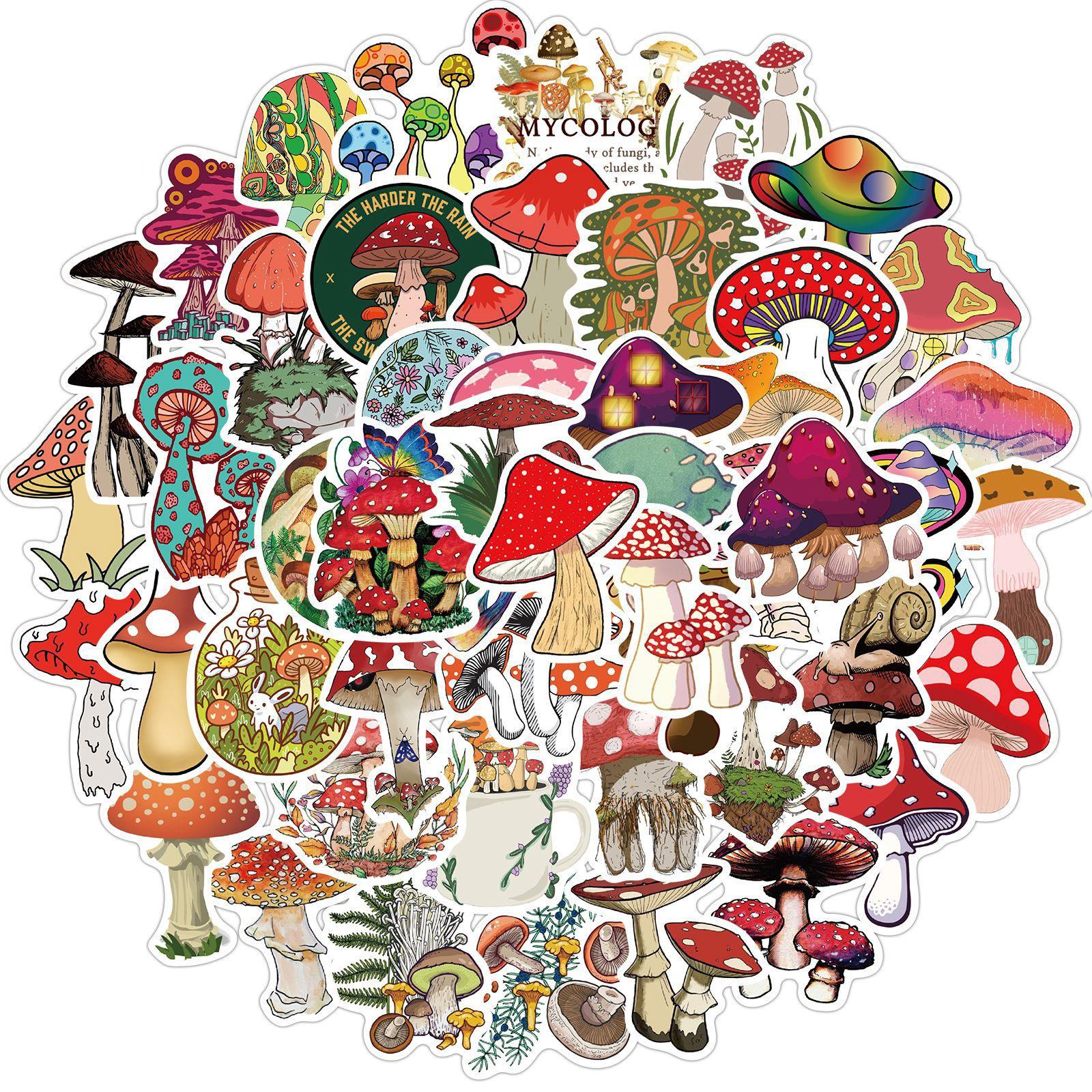 

10/50Pcs Cute Cartoon Mushroom Graffiti Stickers DIY Decorative Trunk Motorcycle Trolley Case Waterproof Removable Stickers 10pcs