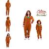Xmas Party Hooded Jumpsuits For Kids Adult Gingerbread Man Cosplay Costume