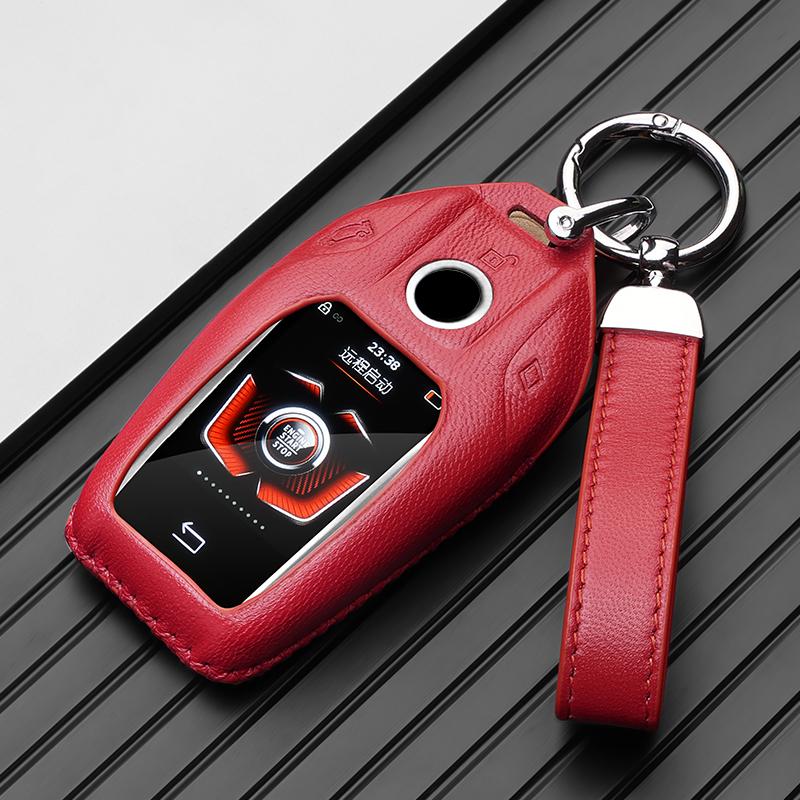 Leather Car Key Case LCD Smart Remote Cover LED Display Shell Fob for BMW G11 G12 G30 G31 G01 G02 5 7 Series X5 X7 M5 M8 M760Li