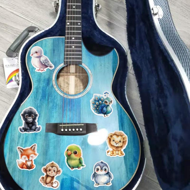 50Pcs/Set Watercolor Animal Doodle Stickers Diy Decor For Guitar/Tablet/Journal Waterproof