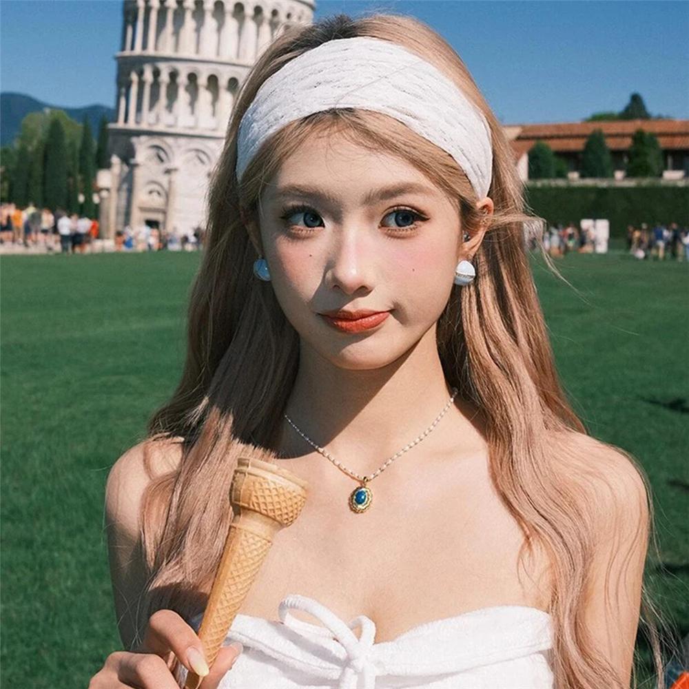 Spring Summer Mesh Lace Headband Breathable Lace Hairband Cap Elegant Elastic Hair Wrap  for Women