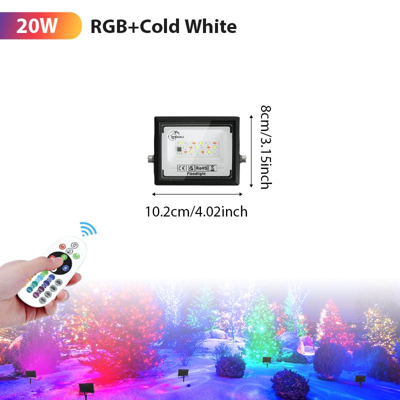 RGB LED Floodlight Remote Control 20W 30W 50W 100W 150W 200W Outdoor Spotlights AC220V Waterproof IP66  Outdoor Ambient Light