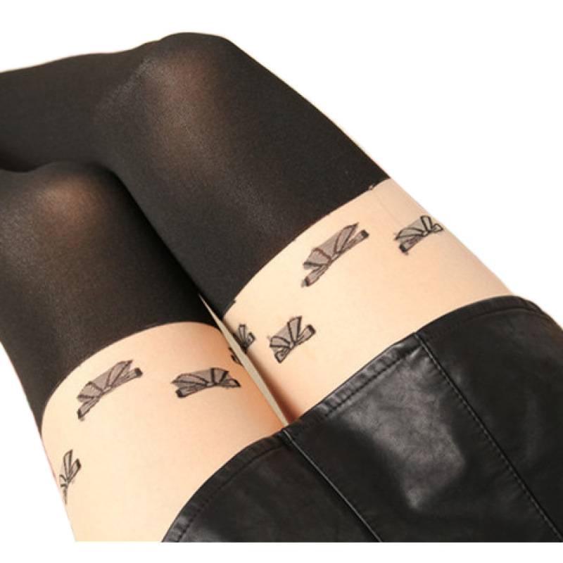Japanese Stitching Bowknot Velvet Pantyhose for Cosplay