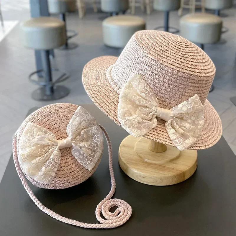

Little Princess Beach Set 2-Piece - Handwoven Straw Sun Hat + Matching Shoulder Bag Kids(52-54cm)