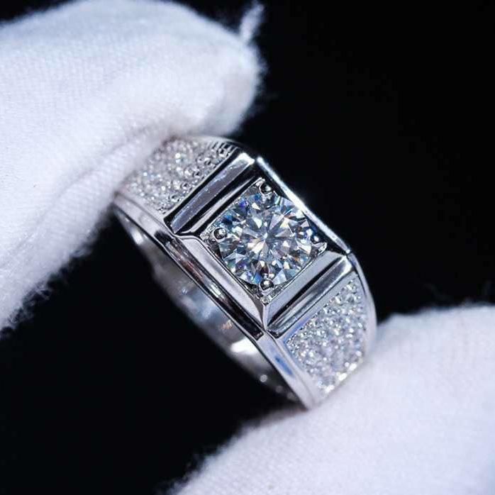 5 Carat Diamond Style Ring Hearts and Arrows PT950 Color Moissanite Open Size Ring for Men and Women 925 Silver Jewelry