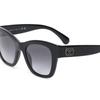 Chanel Solid Color Double C Temples Acetate Frame Butterfly Sunglasses Women's Black