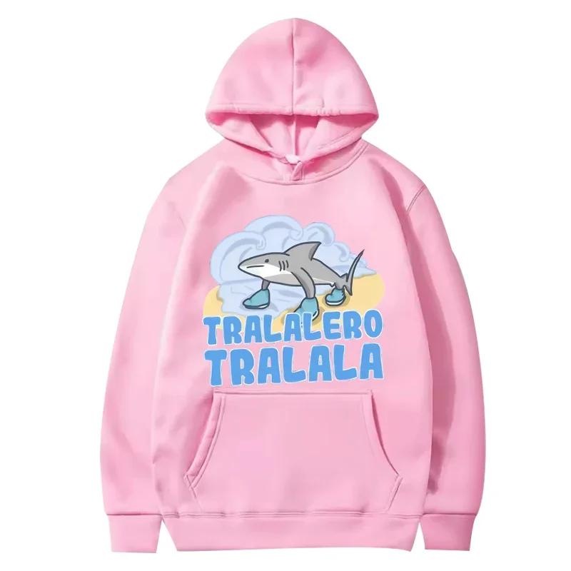 Tralalero Tralala Shark Anime Style Hooded Sweatshirt for Women Long Sleeved Top Autumn and Winter Warm Pullover