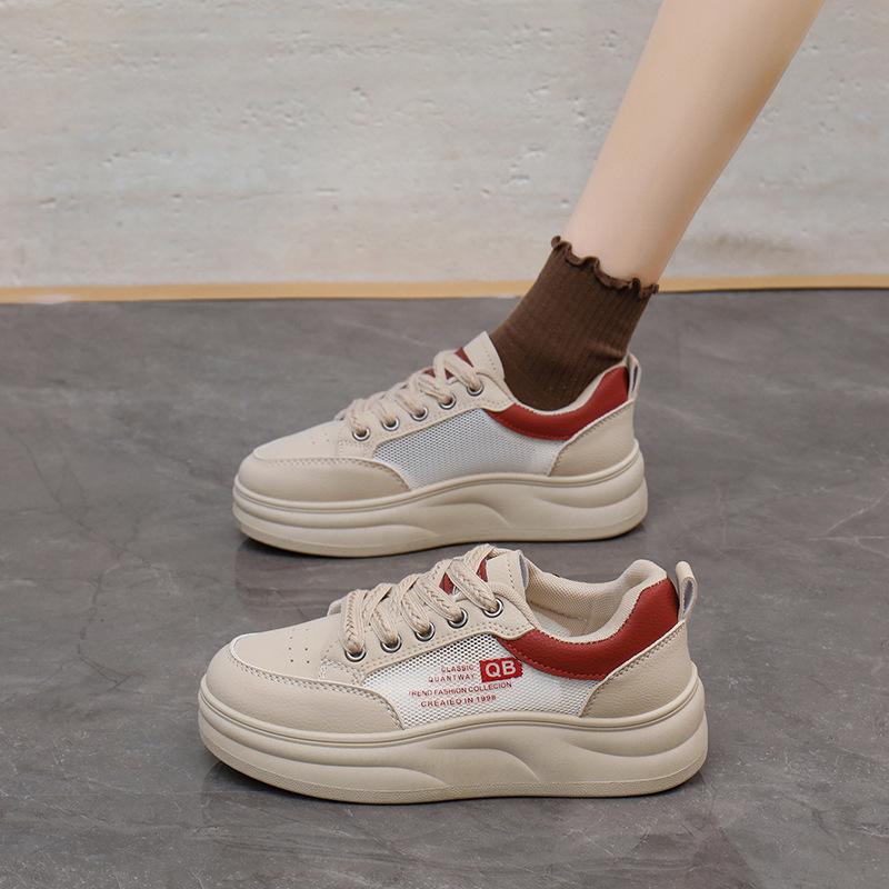 2025 Summer New Korean Ins Breathable Little White Shoes Hollow Casual Board Shoes Thick-soled Versatile Muffin Shoes YB7306