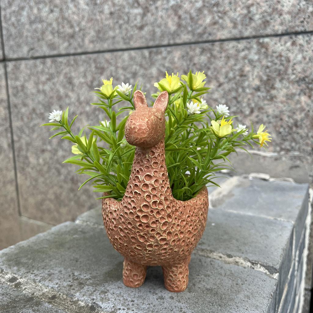 Nordic Style Cute Deer Flower Pot Resin Statue, Unique Animal Succulent Plant Flower Pot