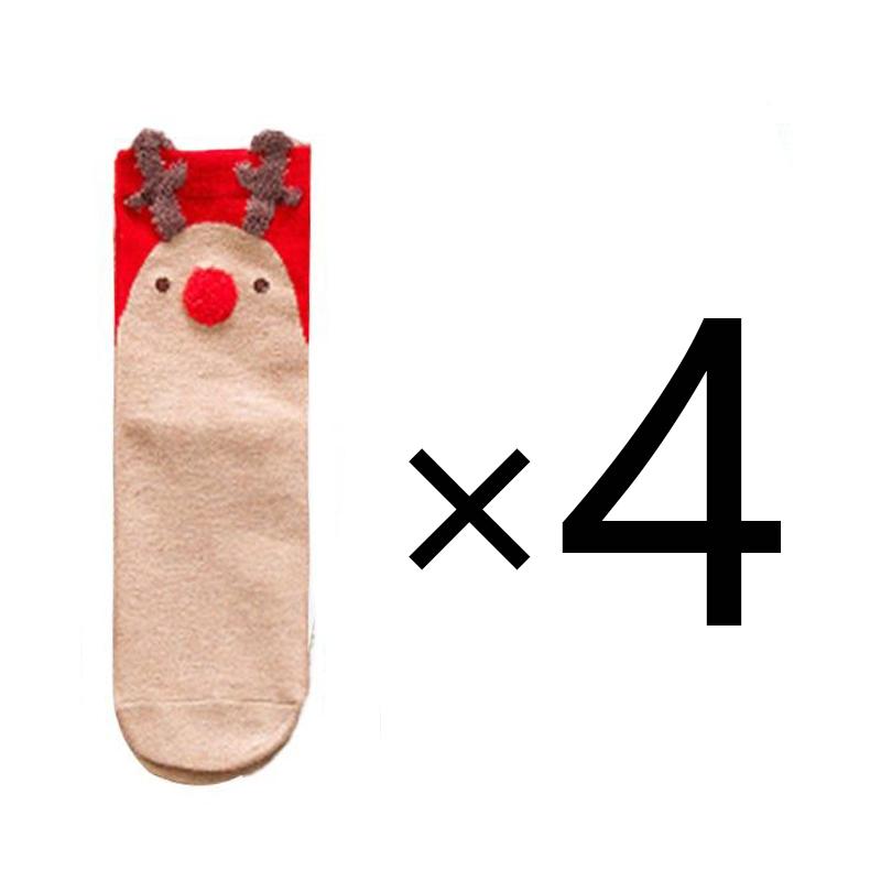 4 pares de calcetines navideños de invierno para mujer, calcetines festivos de animales de dibujos animados, regalos de Navidad para niñas y mujeres
