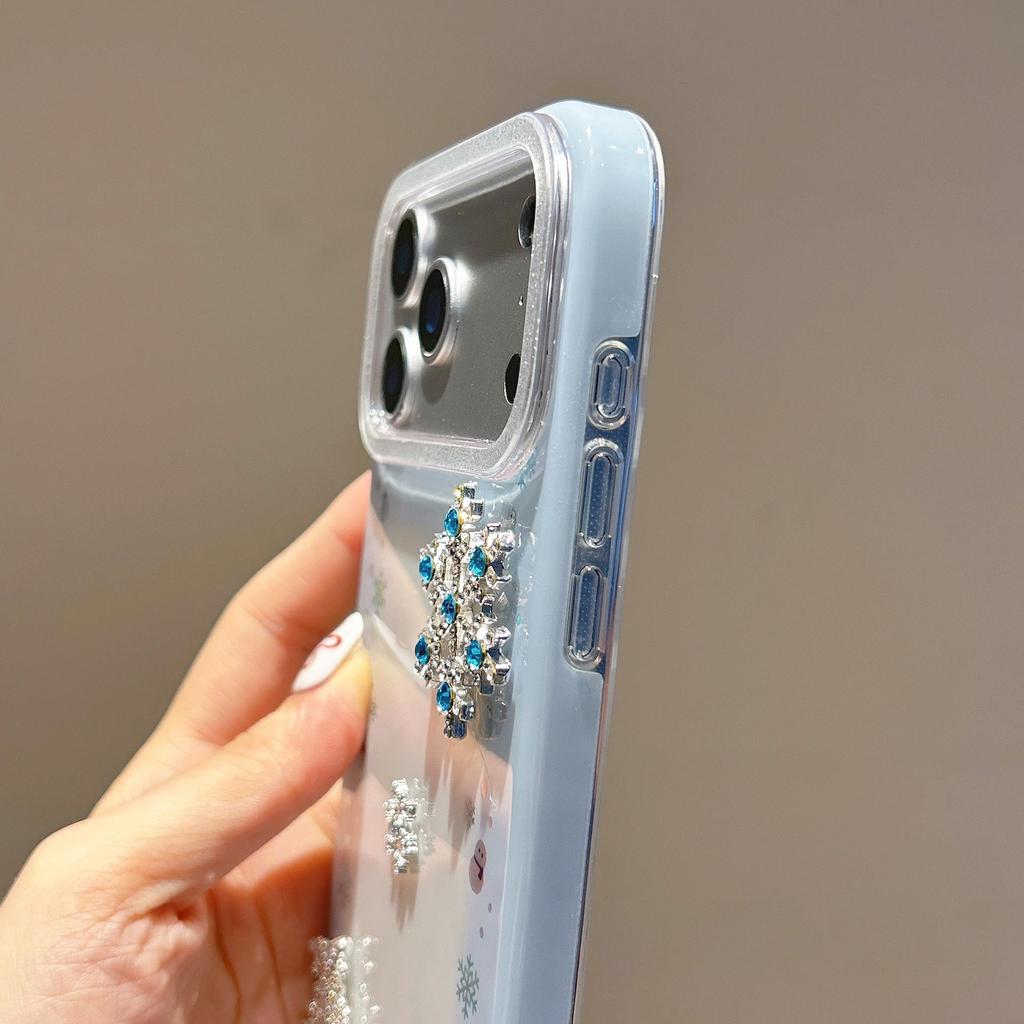 Silver Glitter Snowflake Stars iPhone 17 Pro Max Dual-Layer Case for Apple 16/15/14.