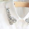 Women's Chiffon Shirt Collar Embroidered Nail Beads Versatile Fake Collar Water Diamond Decoration