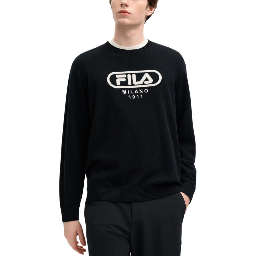 Fila Milano Italian Luxury Sports Collection 1911 Simple Comfortable Casual Knit Sweater Men Sweater Black F11M515401F-BK