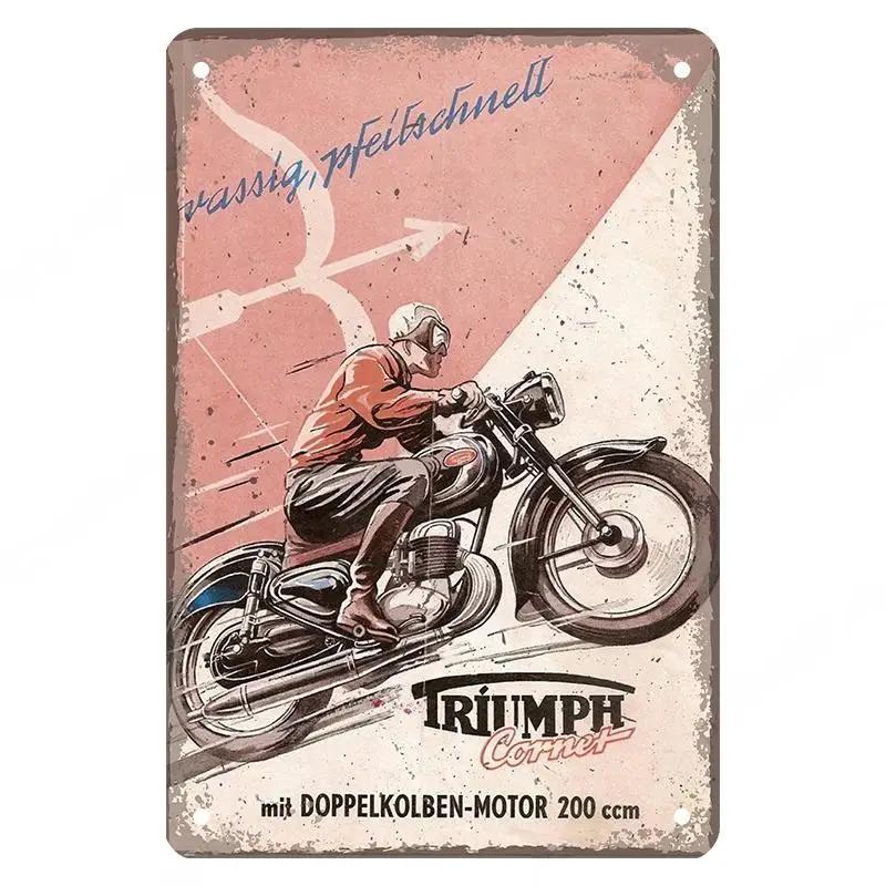 Vintage motokrosový plakát Kovové plechové cedule Motocykl Grand Prix Kovová plaketa Nástěnná dekorace pro garáž Moto Club Man Cave Bar