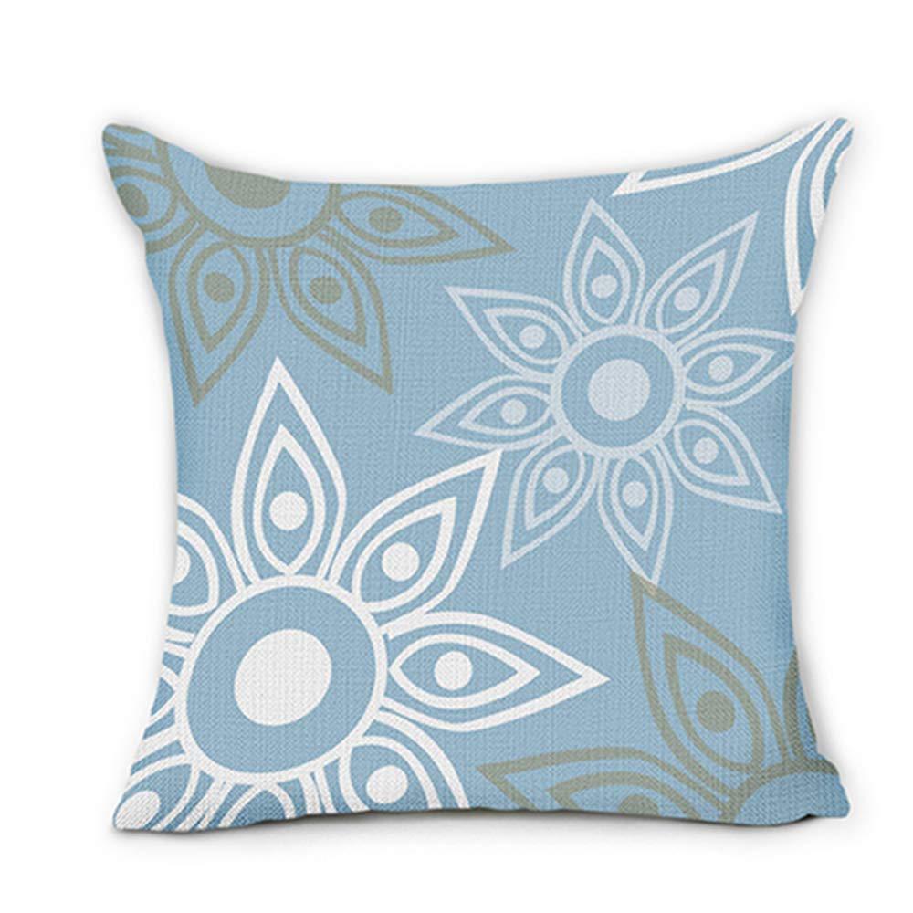 Lake Blue White Geometric Linen Pillowcase Sofa Cushion Cover Home Decoration Can Be For You 40X40 45X45 50X50 60X60