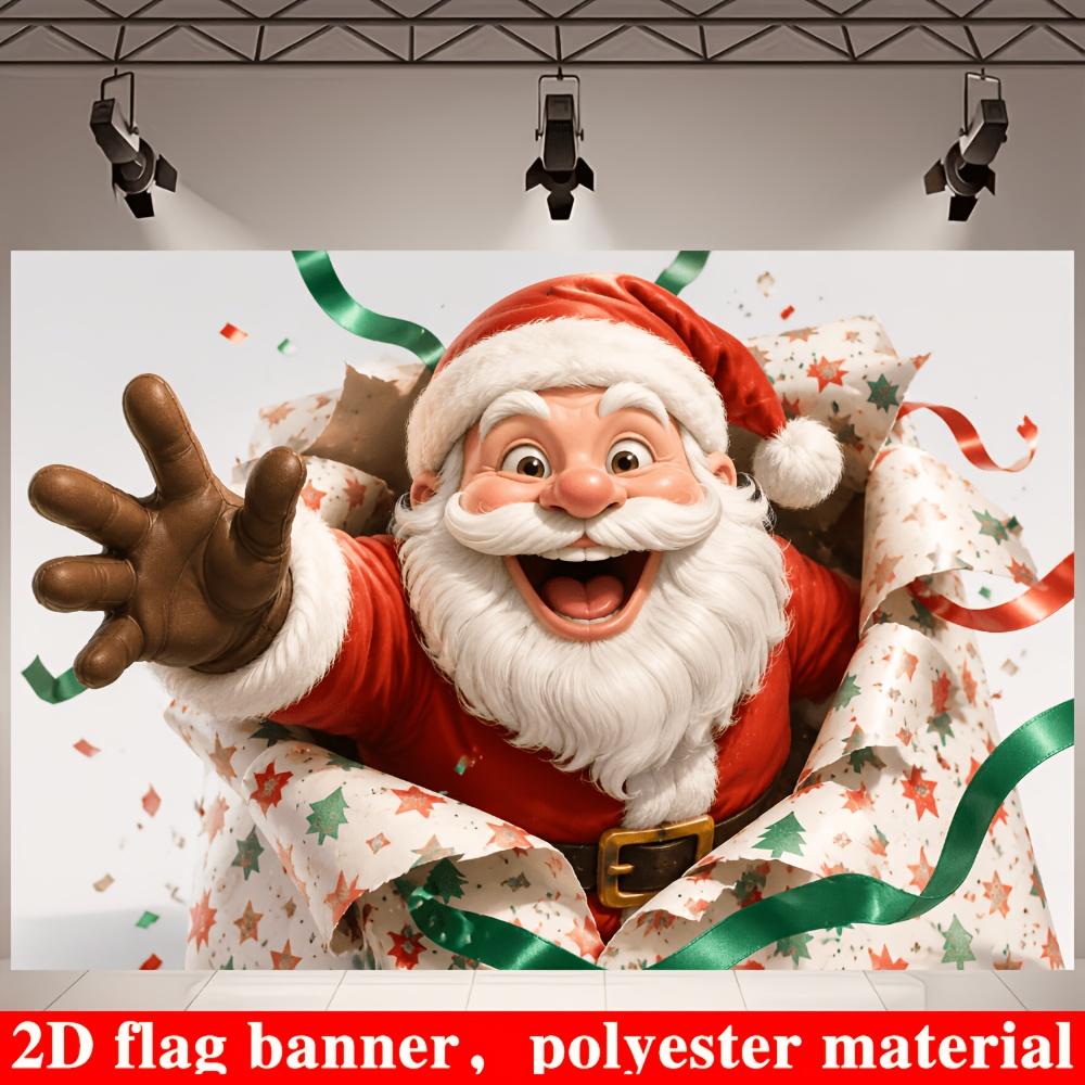 1Pcs Cheerful Santa Claus Decoration Background Winter Backdrop Decorations For Photo Studio Photo Booth Christmas Party