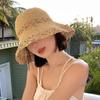 Boho Woven Fisherman Hat Rainbow Weave Straw Cap Fashion Lafite Straw Hat  Summer