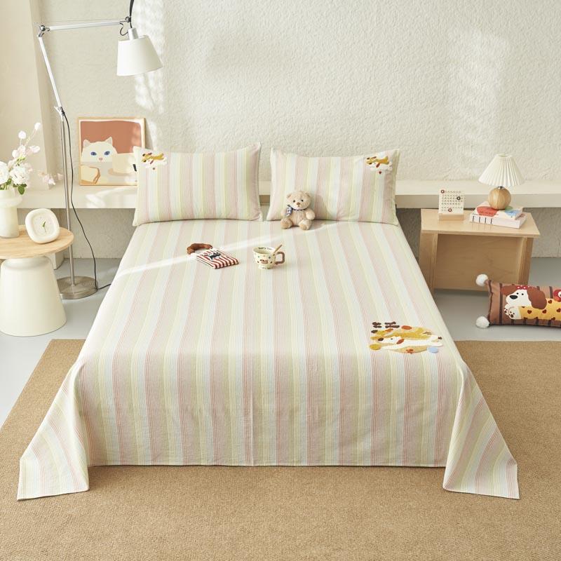 

1 PC 100%Cotton Bed Sheet for Double Bed Cartoon Striped Cotton Bed Cover Single/Queen/King Size Flat Bed Sheets Cotton 160x230cm 1pc