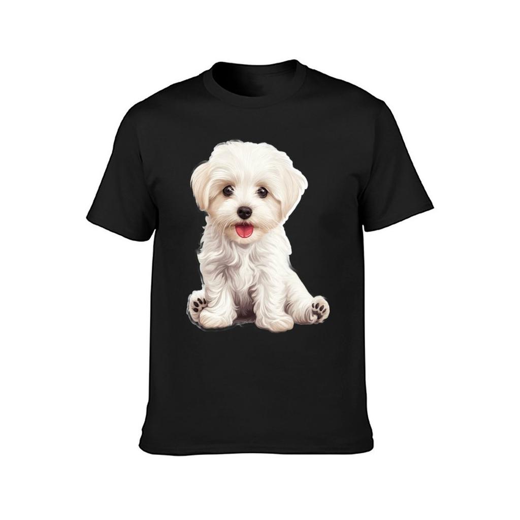 Adorable Maltese Love. T-Shirt Anime Clothes Summer Top Men's Cotton T-shirt