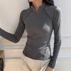 Women's Autumn/Winter Half-High Collar Fleece Base Layer with Zippered Raglan Sleeves