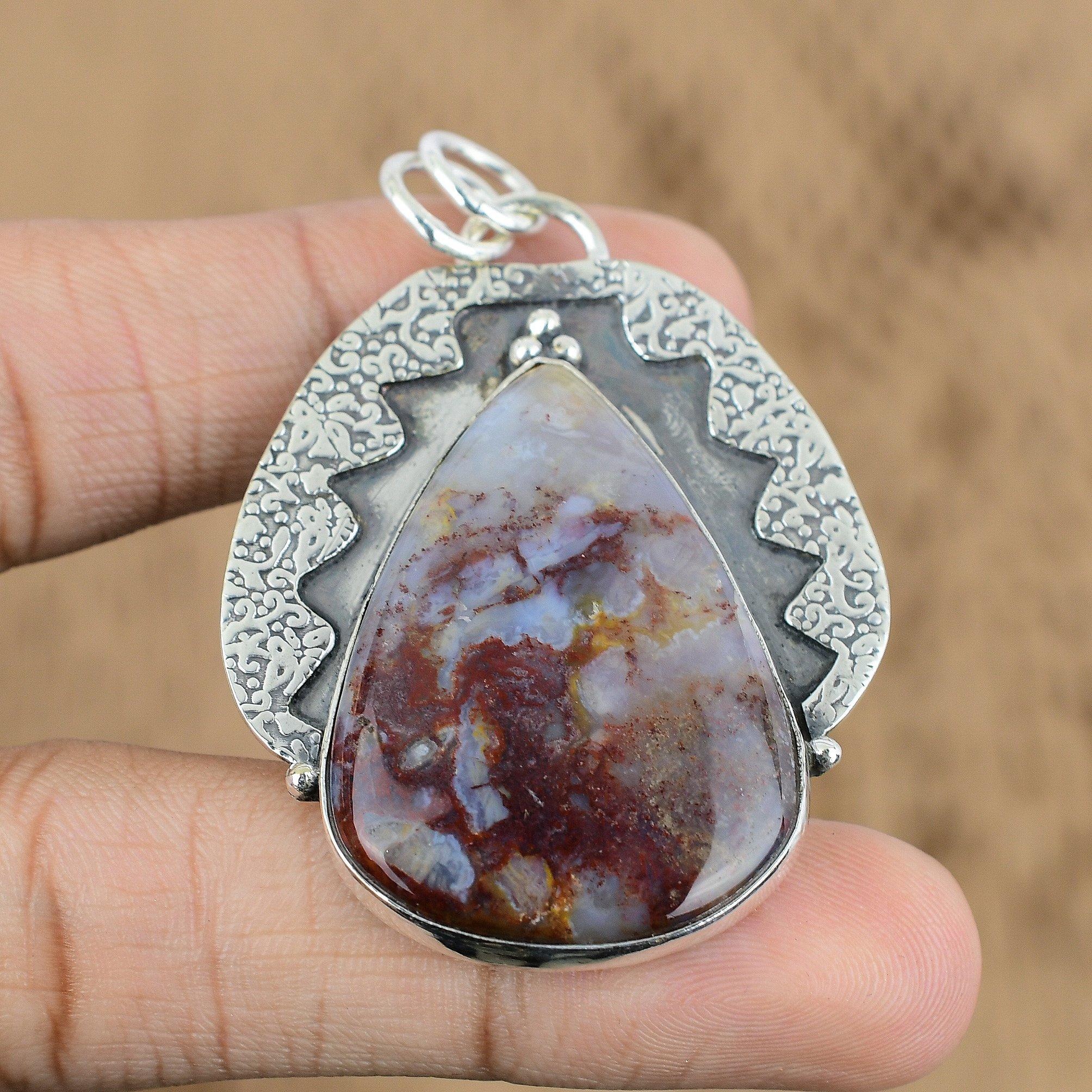 

Natural Mookaite Gemstone Pendant 925 Sterling Silver Indian Jewelry For Girls