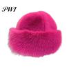 Protective Hairstyle Hat Women Winter Thick Plush Faux Fur Heat Retention Windproof Mongolia Style Knit Cap Bucket Solid Color Outdoor Cycling Skiing
