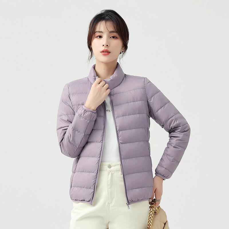 Women Coat Autumn Winter White Duck Down Jacket Solid Colors Warm Slim Zipper Fashion Light Down Coat