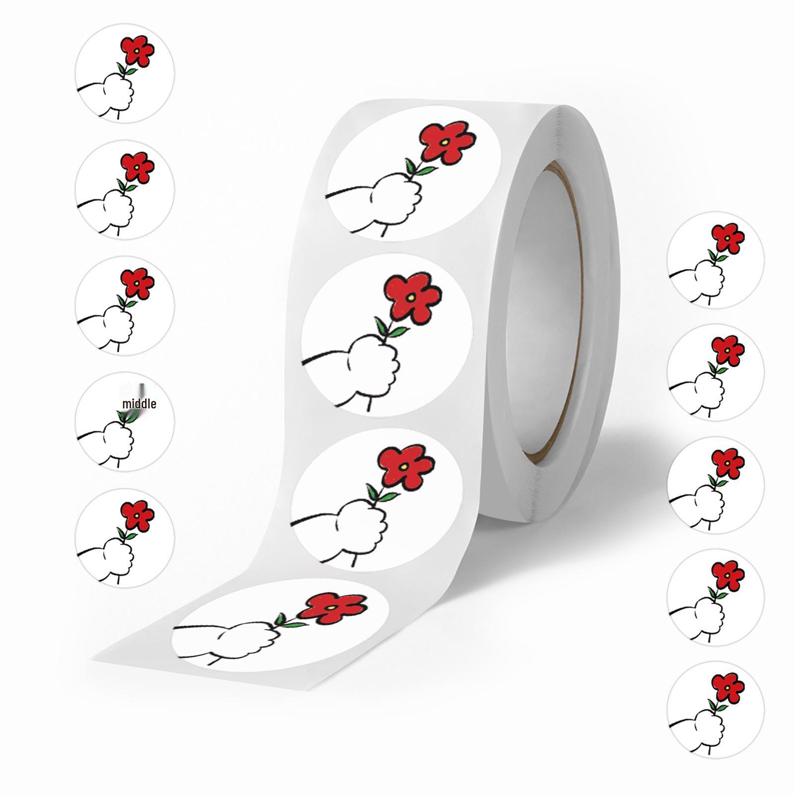 500 Little Red Flower Stickers: Decorative Roll for Sealing and Crafting