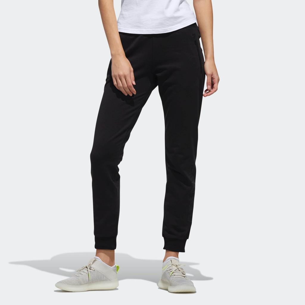 Adidas Sports Lifestyle Series Slim Fit Casual Drawstring Moisture-Wicking Mid-Rise Knitted Sports Pants Women pants Black DW4610