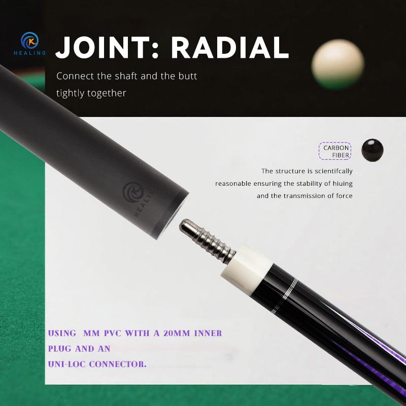 OKHEALING Carbon Fiber Pool Cue Black Technology Billiard Cue Sticks 11.8mm Tip Radial Pin Joint 147cm/58inch Length 19oz Weight, Purple