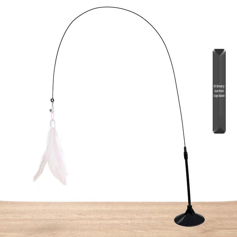 Cat Suction Cup Teaser Wand: Durable Self-Play Kitten Toy with Replaceable Head