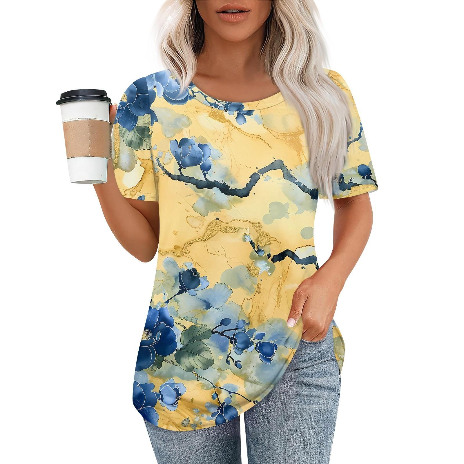 

Женский модный повседневный свитер с коротким рукавом и круглым вырезом XL жёлтый