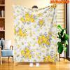 1pc Yellow Rose Bee Bowknot Blanket - Soft Flannel Throw Suitable for All Seasons, Cozy Bedspread with Bee & Print, Machine Washable Polyester Bedding