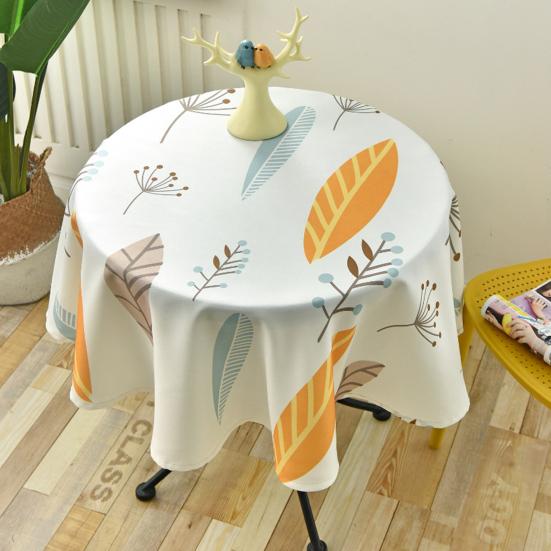 Tablecloth Nordic Style Plaid Print Round Shape Tablecloth Wrinkle Resistant Spill Proof Smooth Winter Table Cover Home Decor