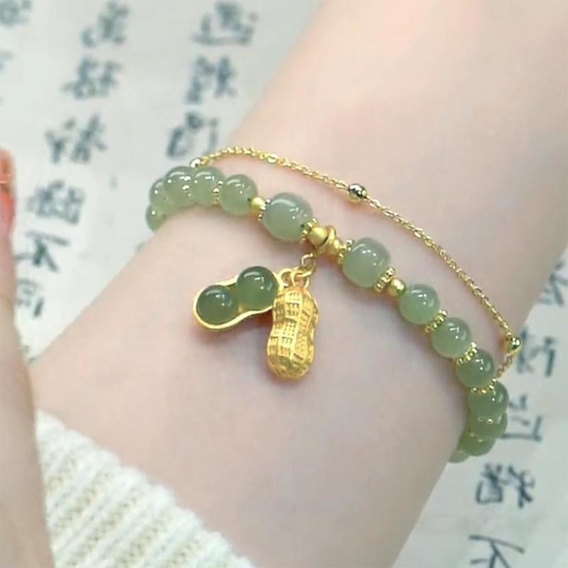 Double Layer Women'S Imitation Jade Beaded Bracelet Jewelry Girls Wedding Party Korean Jewelry Gift