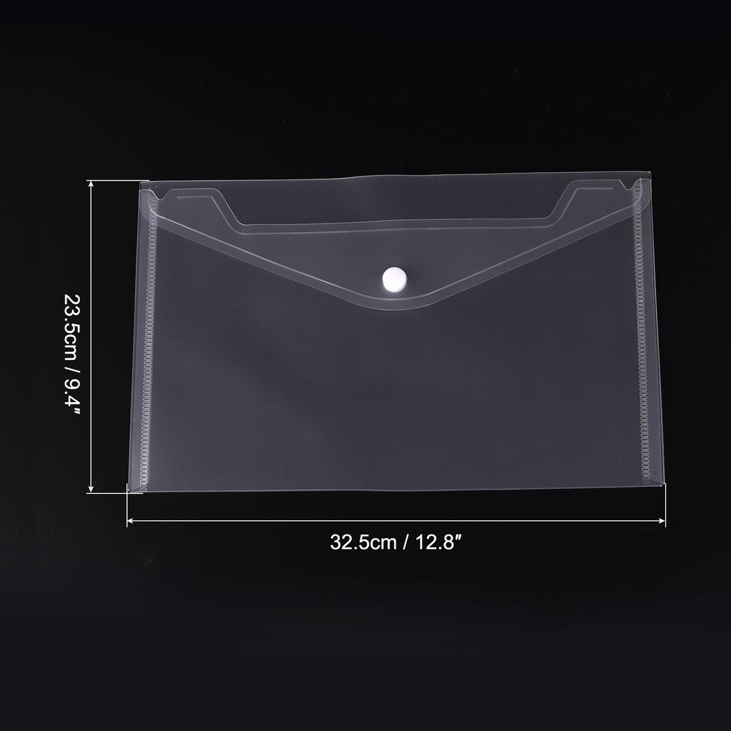 12Pcs A4 Size Plastic File Folders Clear Envelopes Document Organizer with Snap Button PP File Bags for Home Office Stationery