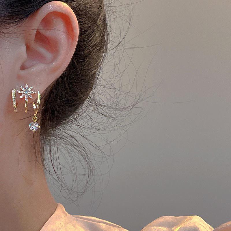 Ultra-glänzende Zirkon-Stern-Ohrstecker - Modische Damen-Ohrstecker aus 925er Silber