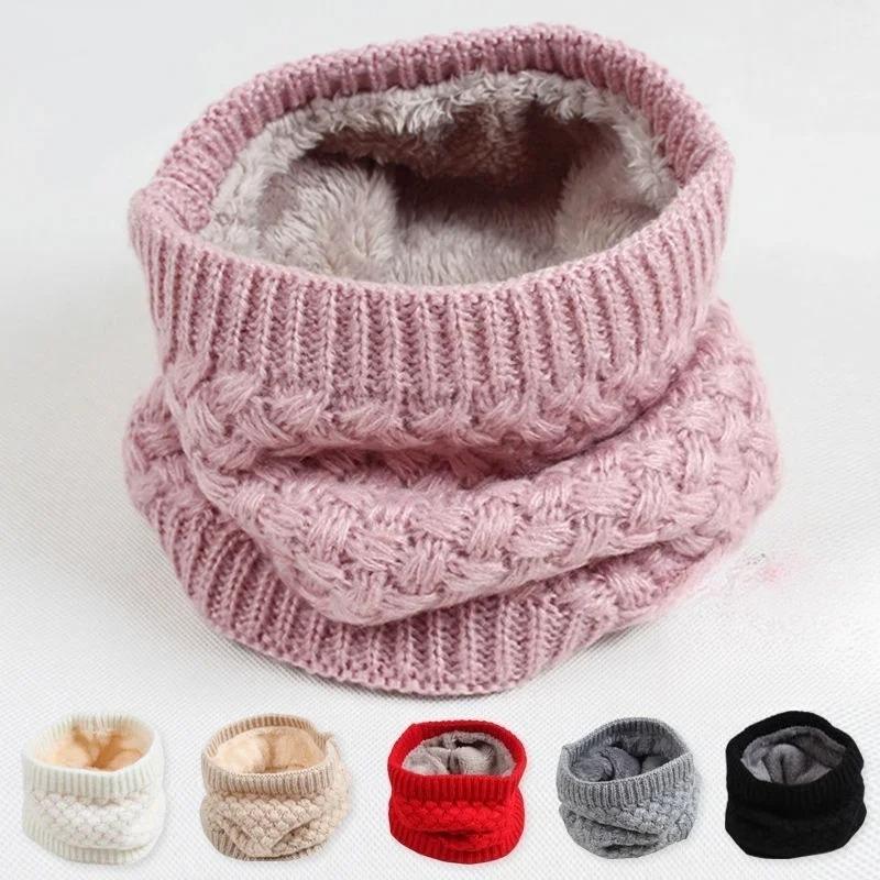 Men Women Winter Knitted Infinity Scarf Polar Fleece Neck Warmer Snood Extreme Warm for Youth Boys Girls