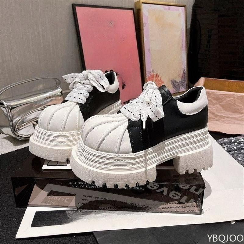 

Модная женская обувь на толстой подошве, увеличивающая рост, на шнуровке, на толстом каблуке, простая, удобная, нескользящая, износостойкая 40 белый