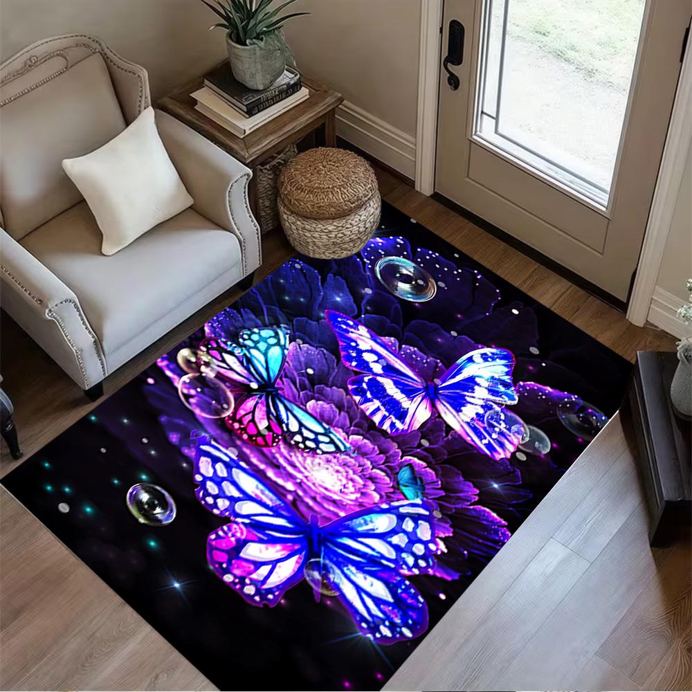 1pc Butterfly Design Home Carpet Non-slip Office Decor Gift Living Room Bedroom