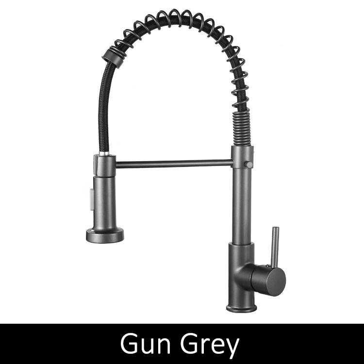 Deck Mounted Flexible Kitchen Faucets Pull Out Mixer Tap Black Hot Cold Kitchen Faucet Spring Style with Spray Mixers Taps E9009