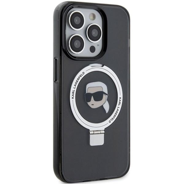 Karl Lagerfeld Klhmp15Lhmrskhk Iphone 15 Pro 6.1 Czarny/Black Hardcase Ring Stand Karl Head Magsafe