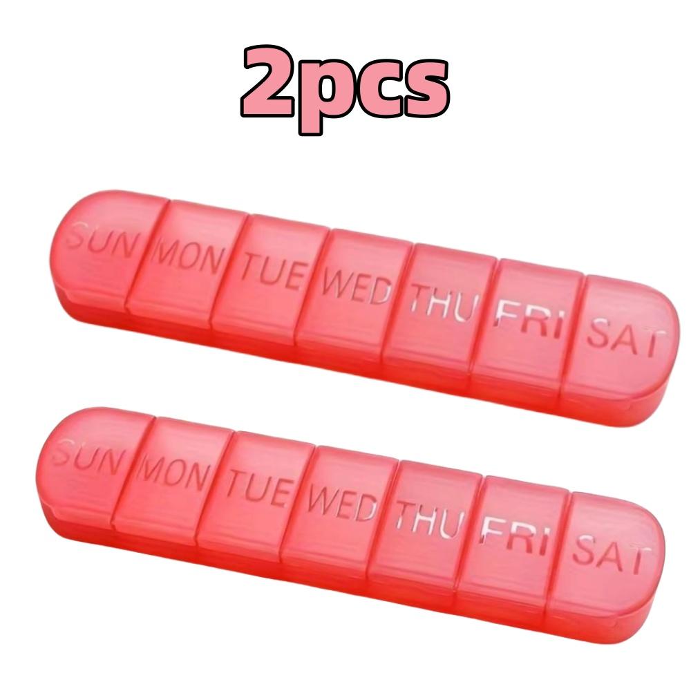 Portable Weekly Pill Box 7-Day Medication Dispenser Large Capacity Vitamin Box Individually Storage Sealed Long Pill Organizer