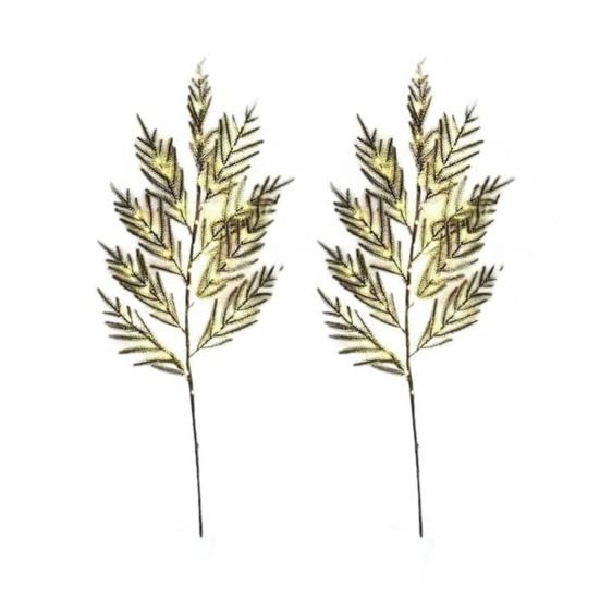 Yousheng Lighted Christmas Norfolk Pine Branches Battery Operated Pre-Lit Pine Stems Artificial Pines Needles Branches for DIY Wreaths Vase Indoor